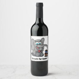 Läser elefant: Jag är Nöt för Bokar Vinflaska Etikett