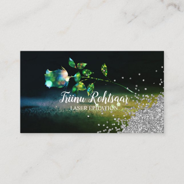 LASER EPILATION Glitter mousserande Affärskort Visitkort (Framsida)