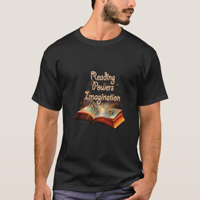 Läser fantasi, citattecken för läsning  t shirt (Framsida)