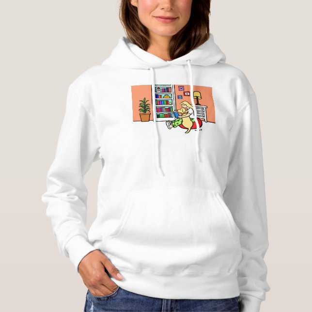 Läser flicka med Gult Labrador Hoodie T Shirt (Framsida)