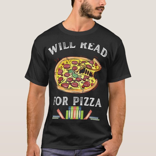 Läser för Pizza 90-talets barnläsningsprogram T Shirt (Framsida)