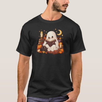 Läser Förbi Min Sänggåendet Söt Ghost Bokälskare H T Shirt