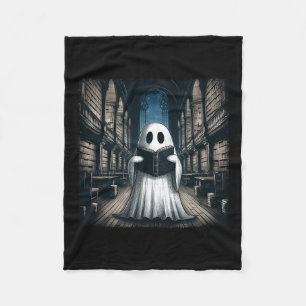 Läser Ghost Bibliotek Halloween Librarian Bok Lov Fleecefilt