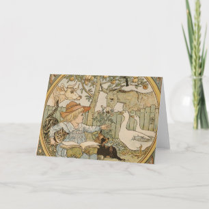 Läser hälsningskort för Roligt Kort