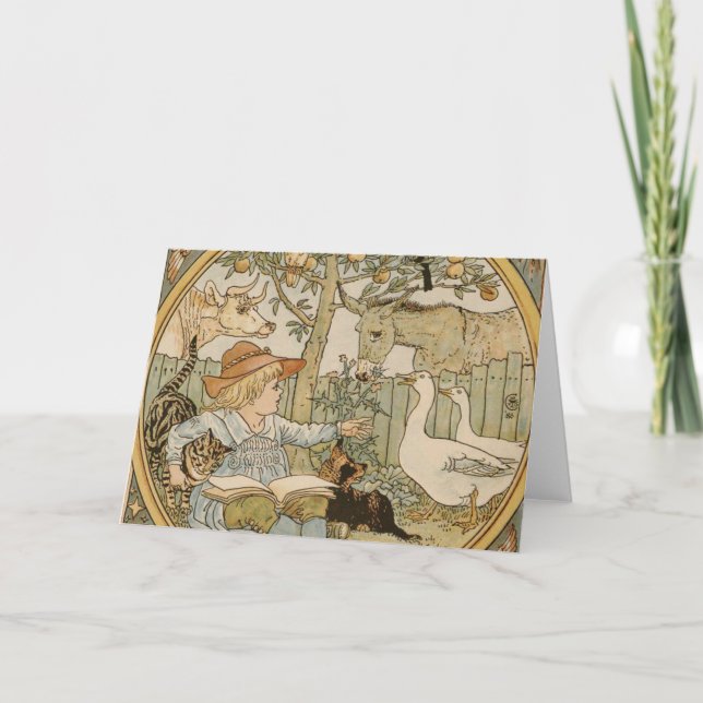 Läser hälsningskort för Roligt Kort (Framsida)