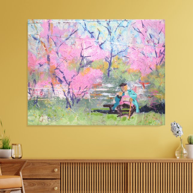 Läser Hennes Brev Redbuds / Konstnär Larry Lerew Canvastryck (Insitu (Vardagsrum))