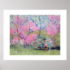 Läser Hennes Brev Redbuds / Konstnär Larry Lerew Poster