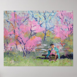 Läser Hennes Brev Redbuds / Konstnär Larry Lerew Poster