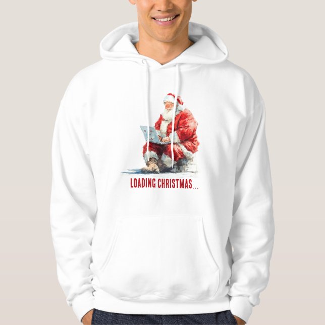 Läser in jultomtens fina design hoodie (Framsida)