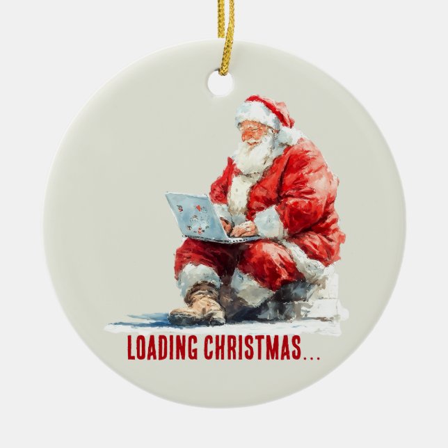 Läser in jultomtens fina design julgransprydnad keramik (Framsidan)