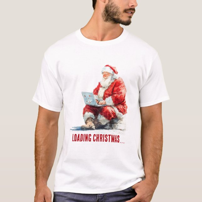 Läser in jultomtens fina design t shirt (Framsida)