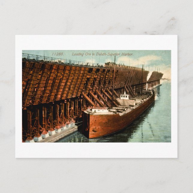 Läser in malm i Duluth-Superior Harbour Helg Vykort (Framsida)