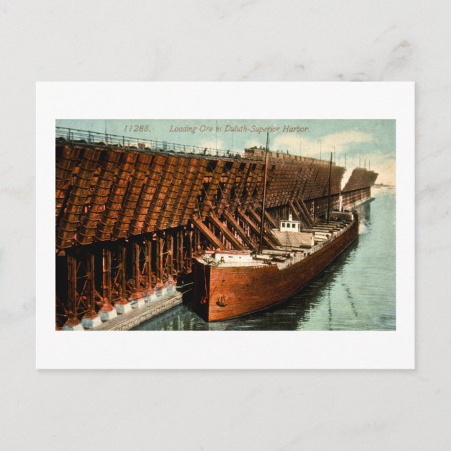 Läser in malm i Duluth-Superior Harbour Vykort (Framsida)