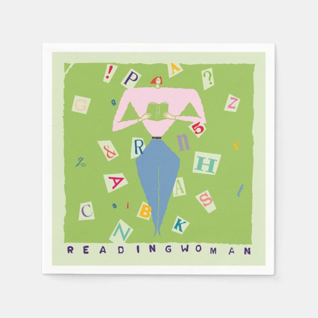 Läser kvinna pappersservett (Framsidan)