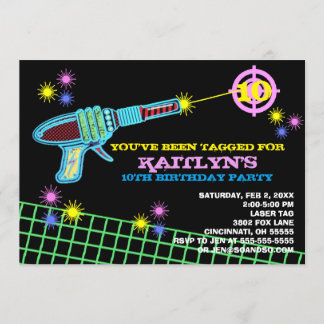 Laser Märkre Anpassningsbar Födelsedagsfest inbjud Inbjudningar