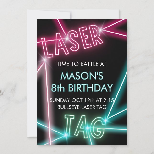 Laser Märkre Barn Birthday Roligt Birthday-inbjuda Inbjudningar (Framsida)