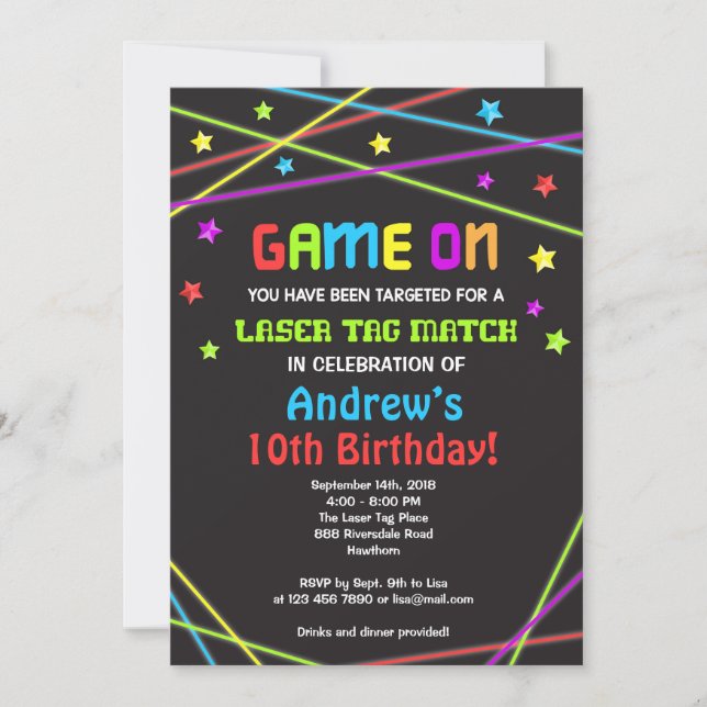 Laser Märkre Birthday bjudande, Laser Märkre Inbju Inbjudningar (Framsida)