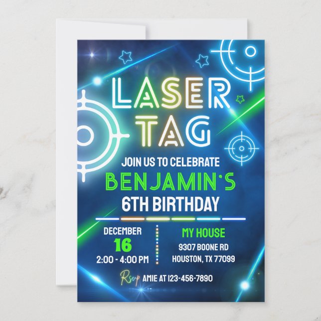 Laser Märkre Birthday-inbjudan, laserMärkre Inbjudningar (Framsida)