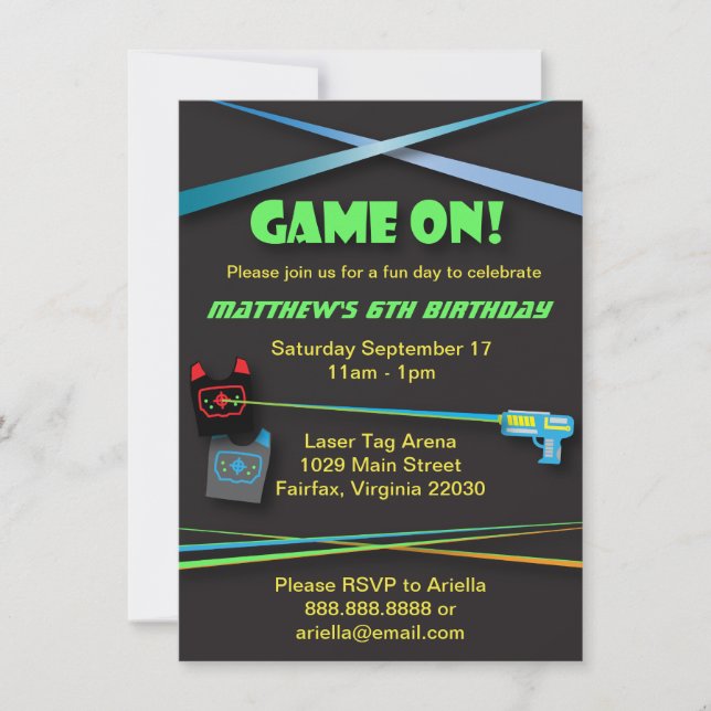 Laser Märkre födelsedag eller team som Bygger Part Inbjudningar (Framsida)