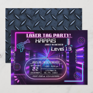 Laser märkre Födelsedagsfest inbjudan för pojke/fl