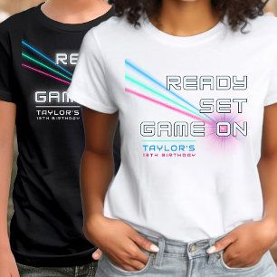 Laser Märkre Neon-spel på överordnad Födelsedagsfe T Shirt