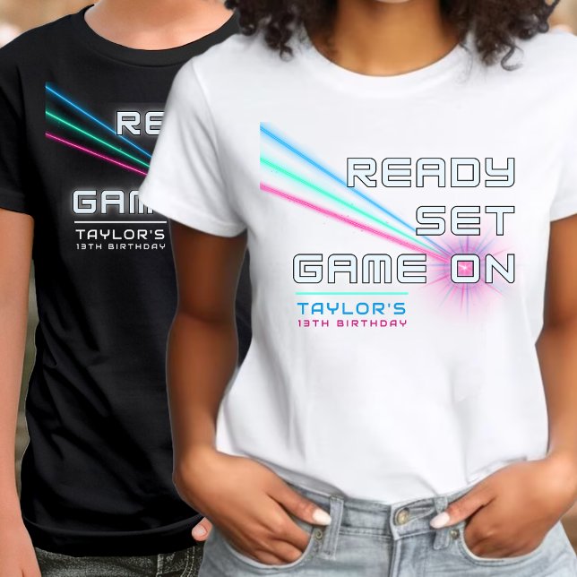 Laser Märkre Neon-spel på överordnad Födelsedagsfe T Shirt (Laser Tag Neon Game On Parent Birthday Party Tri-Blend Shirt
)