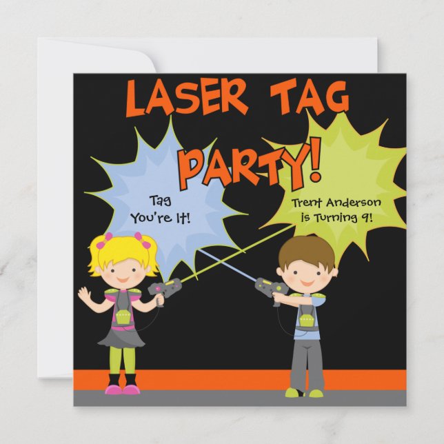 Laser Märkre Party födelsedagsinbjudningar Inbjudningar (Framsida)