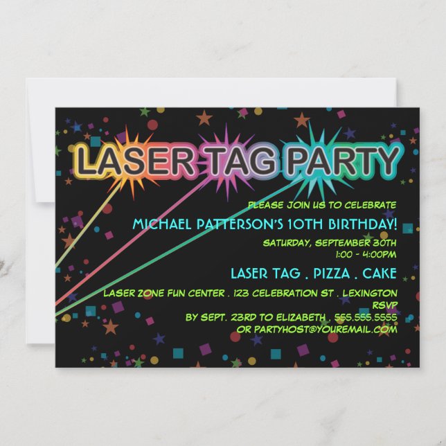 Laser-märkrefödelsedagsfest inbjudan (Framsida)