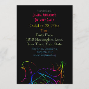Laser Neon Ljus Birthday Inbjudningar