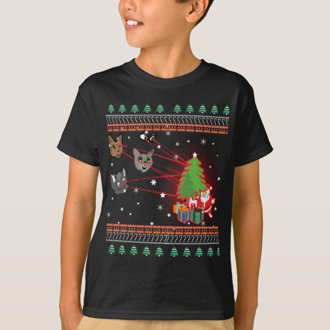 Laser Öga Cat Ugly jul Ljus Sweater T Shirt (Framsida)