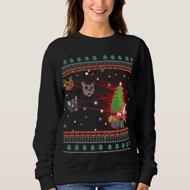 Laser Öga Cat Ugly jul Ljus Sweater T Shirt (Framsida)