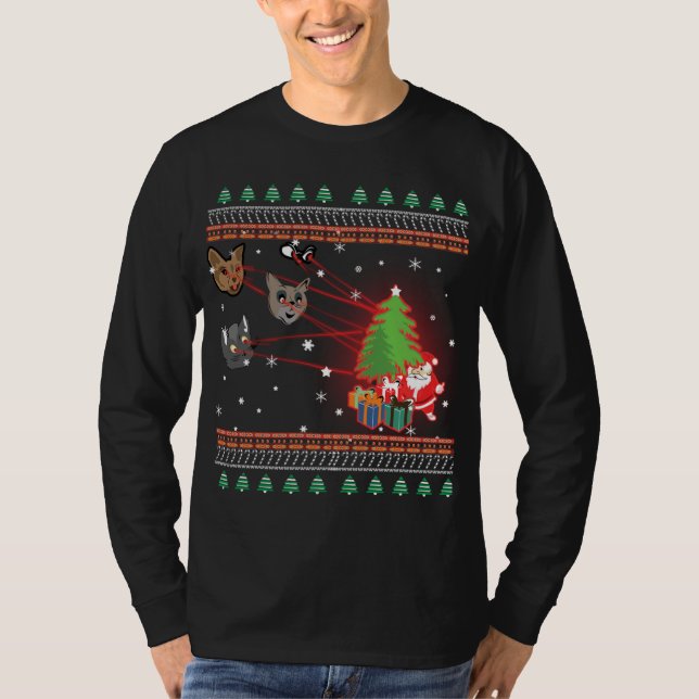Laser Öga Cat Ugly jul Ljus Sweater T Shirt (Framsida)