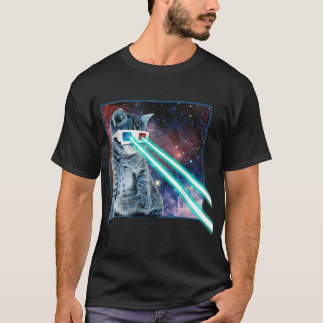 Laser Ögon Space Cat T Shirt (Framsida)