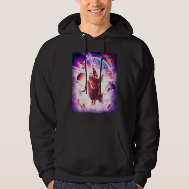 Laser Ögon Space Space-kattriding Sloth Blade Rain Hoodie (Framsida)