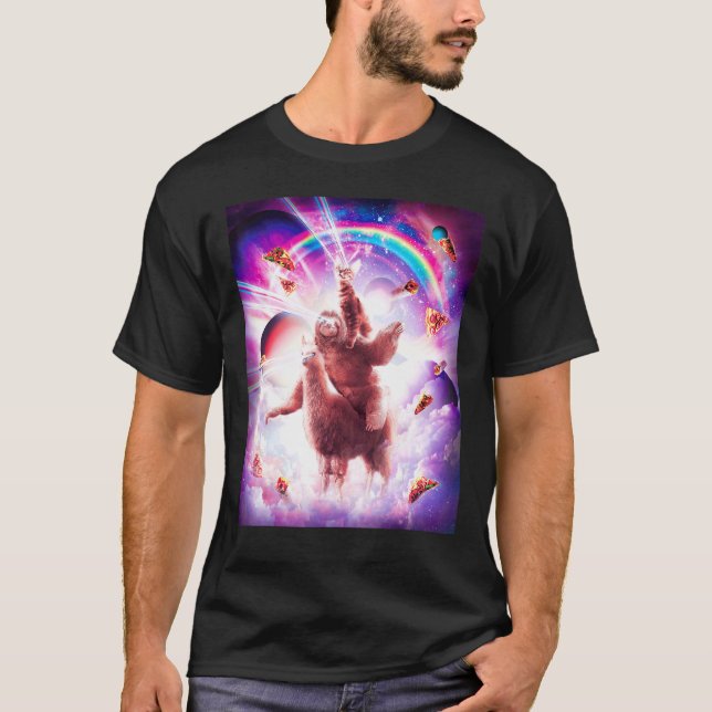 Laser Ögon Space Space-kattriding Sloth Blade Rain T Shirt (Framsida)