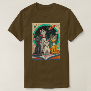 Läser Öppnar en gateway till Cosmic Cat Äventyr T Shirt