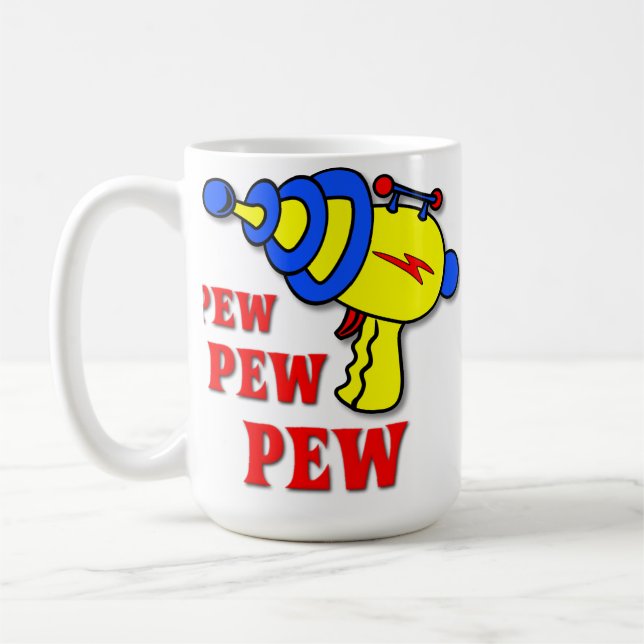Laser Pistol Pew Pew Pew Rolig Mugg (Vänster)
