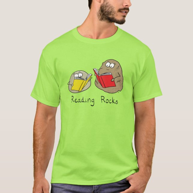 Läser Sten Funny Bok T Shirt (Framsida)