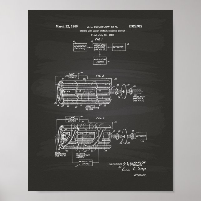 Laser System 1960 Patent Art Chalkboard Poster (Framsidan)
