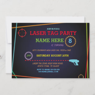 Laser Tag Födelsedagsfest Zon Neon Laser Gun Kul! Inbjudningar