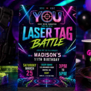 Laser Tag Födelsedagsinbjudan Inbjudningar