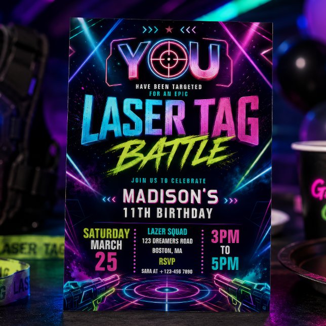 Laser Tag Födelsedagsinbjudan Inbjudningar (Skapare uppladdad)