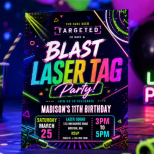 Laser Tag Födelsedagsinbjudan Inbjudningar