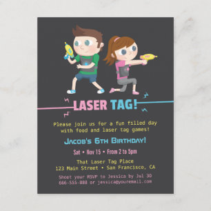 Laser Tag Spel Barnkalas Inbjudan