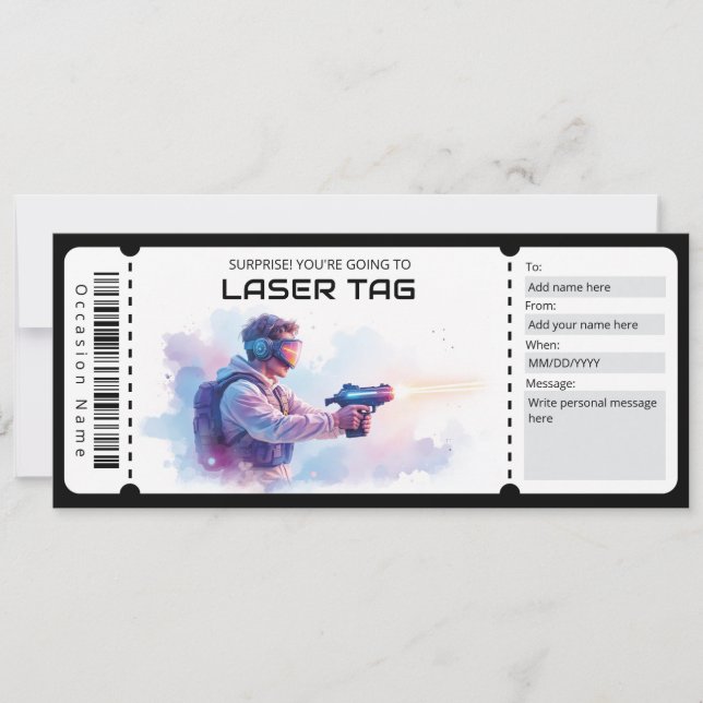Laser Tag Ticket  Inbjudningar (Framsida)