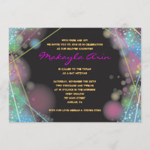 laserGLÖD i den bat mitzvah inbjudan för MÖRK pub