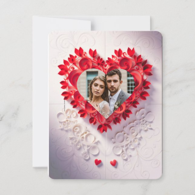 Laserklippt rött pappert hjärta spara datumet Inbj Inbjudningar (Framsida)