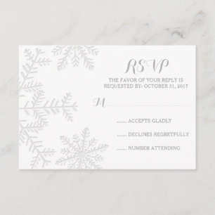 Laserklippt Snöflingor Elegant Winter Wedding OSA Kort