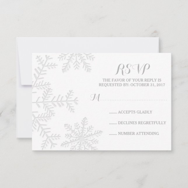 Laserklippt Snöflingor Elegant Winter Wedding OSA Kort (Framsida)