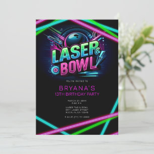 LaserlaserMärkre Bowling Födelsedagsfest Inbjudningar